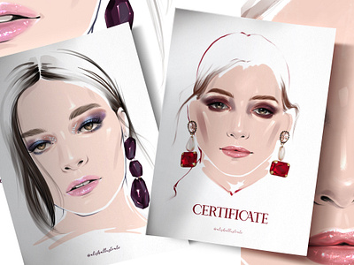 Fashion illustration for a beauty certificate. beauty branding face facechart illustration illustrator minimal portrait raster