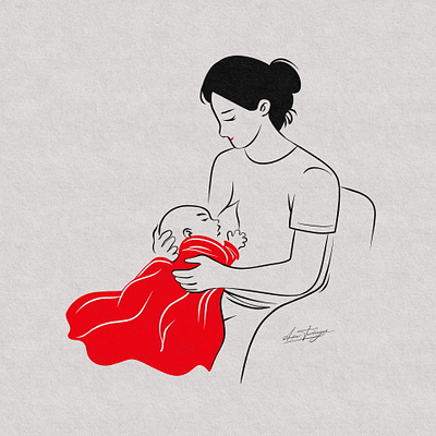 Dual Hands, Single Heart ambidextrousartist bothhandsart fashion illustration minimalism motherandchild