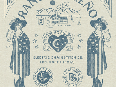 Rancho Sueno americana branding country cowboy cowgirl desert illustration vintage western