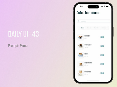 Daily UI-043-Menu daily ui challenge dailyui menu ui design