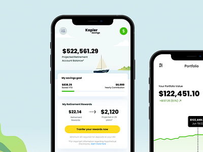 Kepler Savings - Retirement made easy banking dashboard data fintech mobile money ui