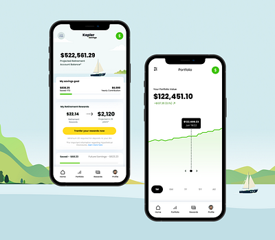 Kepler Savings - Retirement made easy banking dashboard data fintech mobile money ui