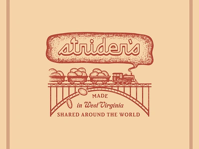 Strider's baking branding candy cookies graphic design illus illustration logo sweet train vintage