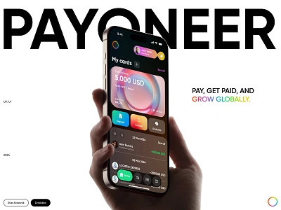 Main Screen Design Concept / Payoneer app app design application banking clean colorful dark dark theme design finance fintech layout mobile mobile design modern online banking rainbow ui ux