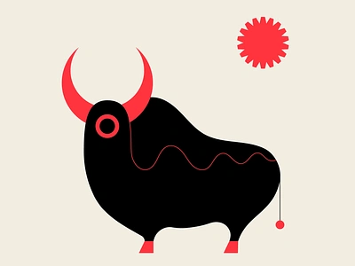 Fat Bull abstract black bull geometric illustration los angeles minimalism red vector