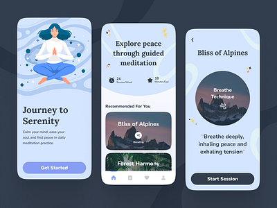 Meditation App calm chill meditation meditation app mobile relax stress ui workout