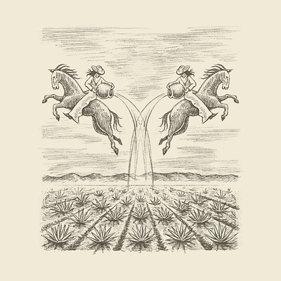 Dos Ranchos agave branding country cowboy farm graphic design horse illustration mexico ranch tequila western
