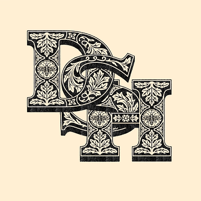 Dripping Springs block branding filigree floral graphic design lettering logo monogram serif slab vintage western