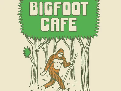 Bigfoot Cafe bigfoot branding character forest graphic design illustration logo mascot mountains trees
