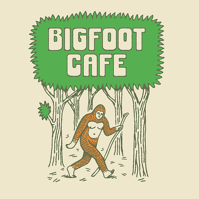 Bigfoot Cafe bigfoot branding character forest graphic design illustration logo mascot mountains trees