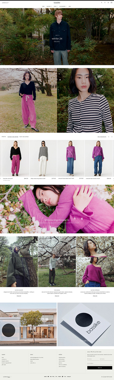 Bassike Winter 24 branding colors design ui web design
