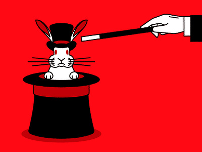 Magic Trick chris rooney ears hand hat hypnotize illustration magic magician rabbit stage top trick wand wave