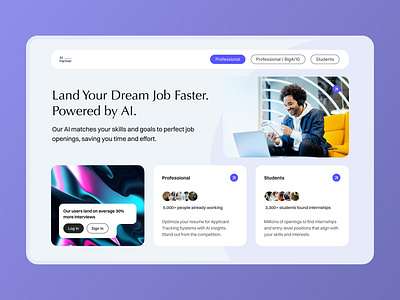 Seamless AI Career Search hero job board platform ux design webdesign