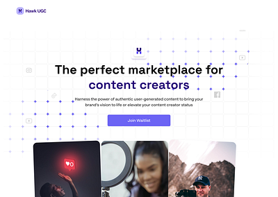 Hawk UGC Redesign Concept landing page social media ui website