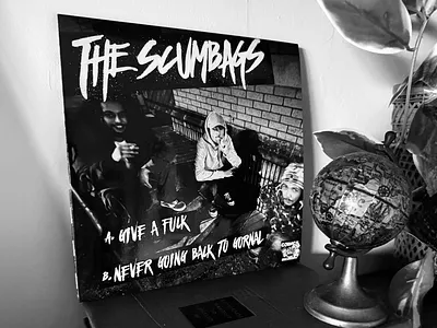 The Scumbags 7" Vinyl Design badge bold branding design fuck guitar identity illustration industry logo logo design music pop punk punk rock punx record typography vinyl wolverhampton