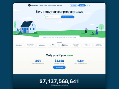 Ownwell.com Homepage Redesign consumer design homepage landing page product savings estimate ui ux