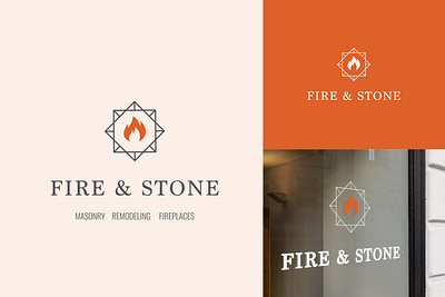 Fire & Stone Logo Design branding fire fireplace graphic design logo logo design love logo mark typography vector