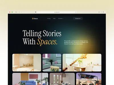 Interior decor website design illustration landing page product design ui ux design