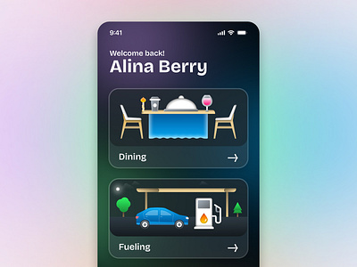 Pay for Dining, Fueling, and Parking android dining fueling illustration illustrative iconography ios mobile app parking payment app ui ux