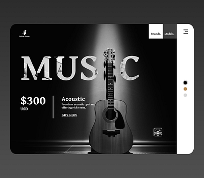 Instrument's Website Landing Page Design. clean guitar instruments landing page minimal nayeem ui uiux web design web page website