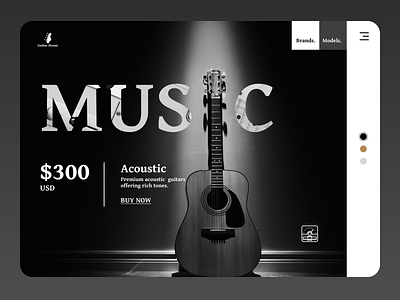 Instrument's Website Landing Page Design. clean guitar instruments landing page minimal nayeem ui uiux web design web page website
