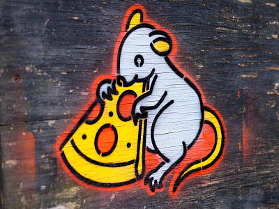 Pizza Rat Stencil illustration monoline new york city nyc pizza pop art rat spray paint stencil tattoo
