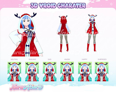 Anime Girl With Christmas Jacket 3D Vroid 3d 3dvroid animation animeart gaming kick streaming twitch vtuber vtubermodel