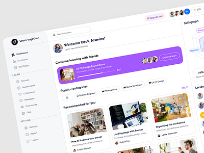 Online Course Dashboard Design child course dahboard design dashboard learning mentor new skills online course skill smart student study ui design ux design