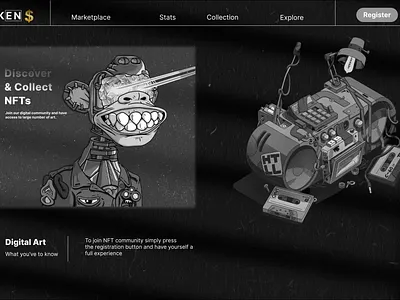 Conceptual NFT Token Landing Page branding design dribble figma graphic design landing page nft ui ui design