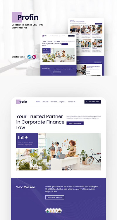 Profin - Finance Law Firm Elementor Template Kit branding elementor legal expertise marketing template ui ux website wordpress