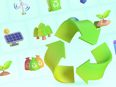 Eco-friendly 3D icons 3d icon 3d ilustration app branding design icon illustration logo ui ux