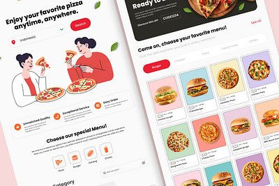 FastPie - Food Delivery Landing Page application apps branding delivery apps design food apps food delivery apps landing landing page layout menu order page screen ui ux website