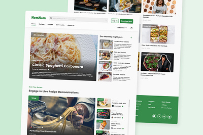NomNom - Food Recipe Landing Page application apps branding cooking design food food recipes kitchen landing page layout page recipes site ui ux website