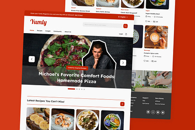 Yumly - Food Recipe Landing Page application apps branding cooking design food food recipe kitchen landing page layout page recipe screen site ui ux website