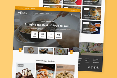 Eato - Food Recipe Landing Page V1 application apps branding cooking design food food recipe kitchen landing page layout recipe screen site ui ux website