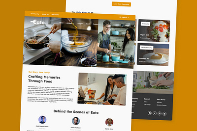 Eato - Food Recipe Landing Page V2 application apps branding cooking design food food recipe kitchen landing page layout menu page recipe screen site ui ux website