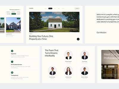 Luxeyline - About us about page about us about us page brand identity branding card design hero home house landing page minimalist property real estate section team team page ui ux website