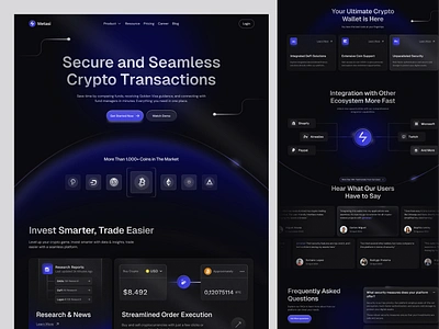 Metasi - Crypto Wallet Landing Page agency bitcoin creative crypto cryptoexchange dark mode design finance gradient landing page minimal trading ui uiux wallet web3 website