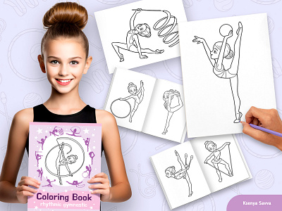 Coloring pages rhythmic gymnastics activity adobe illustrator athlete cartoon character children coloring book coloring page cute design for kids girl illustration rhythmic gymnastic sport vector woman