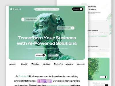 Brainly.AI - Artificial Intelligence SaaS Landing Page ai artificial intelligence automation business design exploration graphic design landi landing page landingpage saas software software as a service solution ui uidesign user interface website