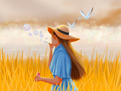 Bubble Bliss art artwork beauty bubble characters concept art designs digital art digital painting drawing illustration meadows painting procreate woman