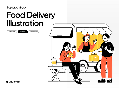 Food Delivery Illustration pack volume 02 cuisine delivery food illustration line marketplace pack