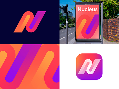 N Logotype abstract logo branding design gradient logo graphic design logo startup logo