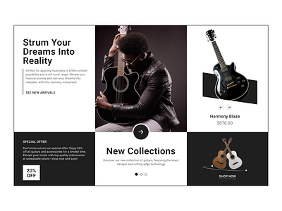 Guitar Website Concept app design ui ux uxdesign