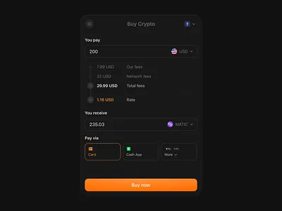 Crypto Onramp buy crypto card component crypto offramp onramp payment payment card payment method sell crypto skeumorphic