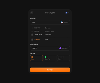 Crypto Onramp buy crypto card component crypto offramp onramp payment payment card payment method sell crypto skeumorphic