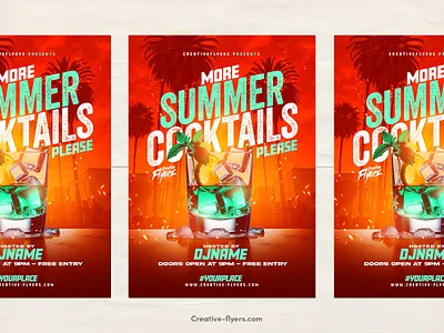 More Cocktails Party Flyer cocktails creative creativeflyer creativeflyers flyer templates graphic design more cocktails party flyer photoshop poster summer flyer