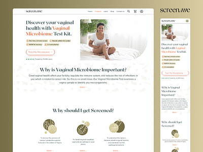 "ScreenMe" Website Design figma design medical design responsive ui ui design user experience design user inteface design vaginal test website design women health wordpress