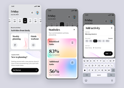 Task Management App android app calendar card clean create design gradient ios iphone jira management notion project schedule task trello typography ui ux