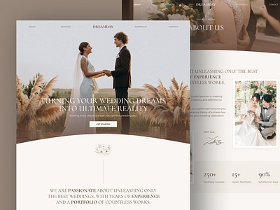 DreamDay – Wedding Planner Website UI bridetobe customizable template dream wedding dreamday elegant design figma template guestlist management seamless planning stressfree planning ui inspiration ui show case ui trends userfriendlyui vendor coordination wedding inspiration wedding planner wedding planning wedding website